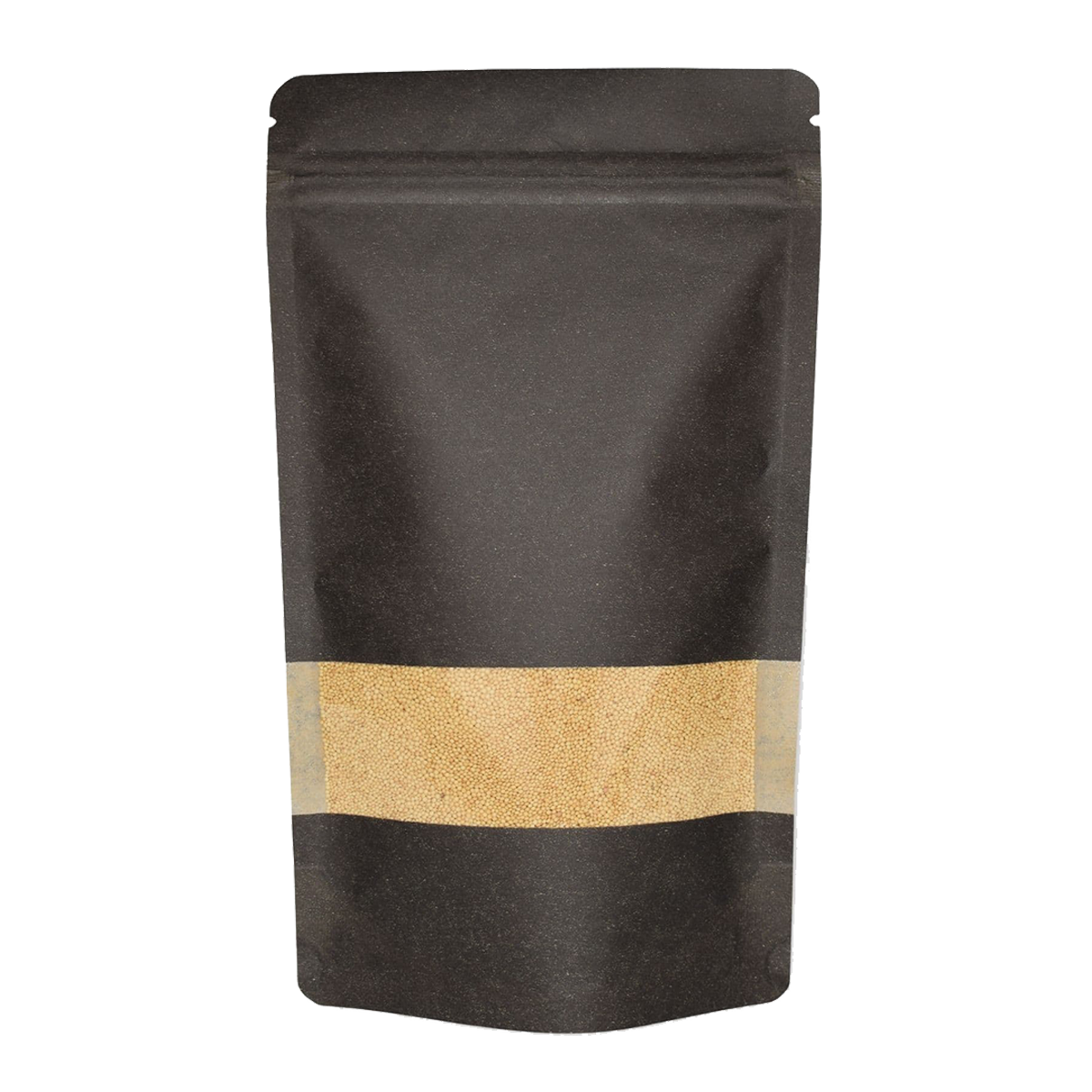 Kraft vrećice doypack sa zip zatvaračem i prozorčićem – crne 160x80x270mm (750ml)